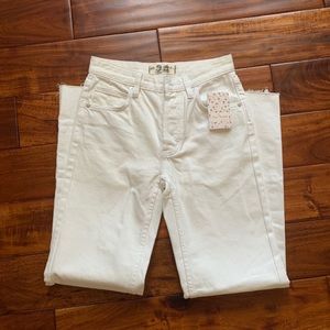 Free people high waisted white jeans